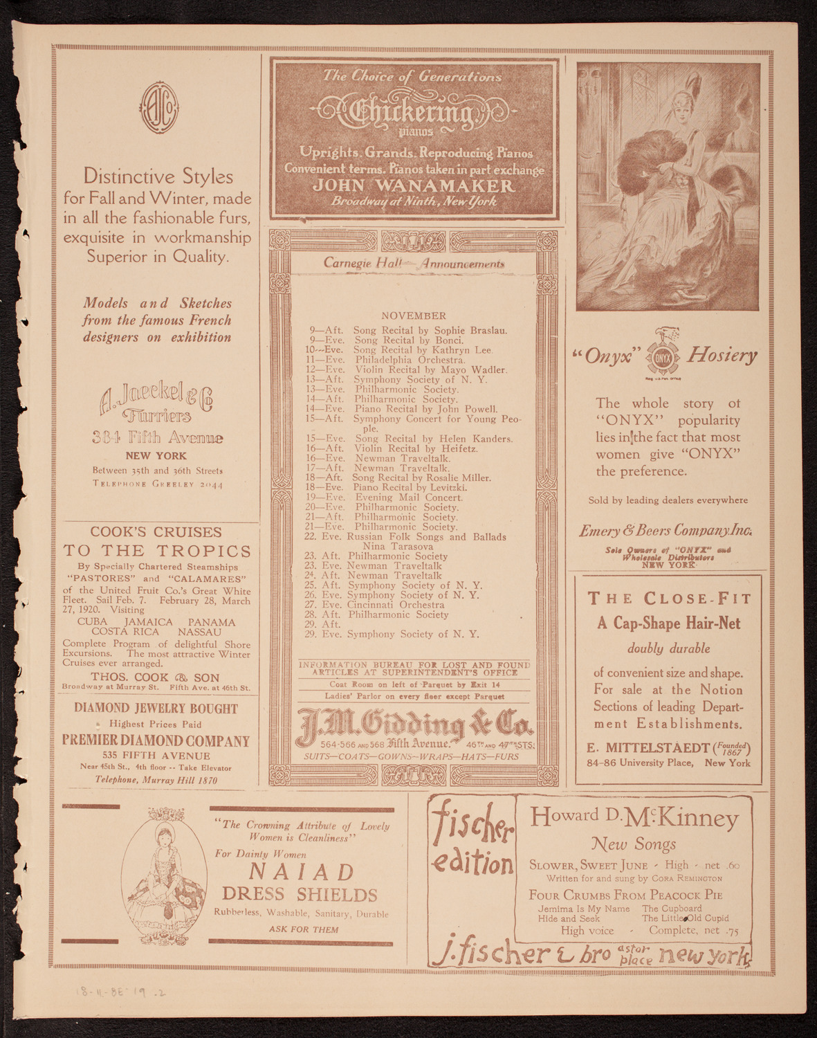 George Baklanoff, Baritone, November 8, 1919, program page 3