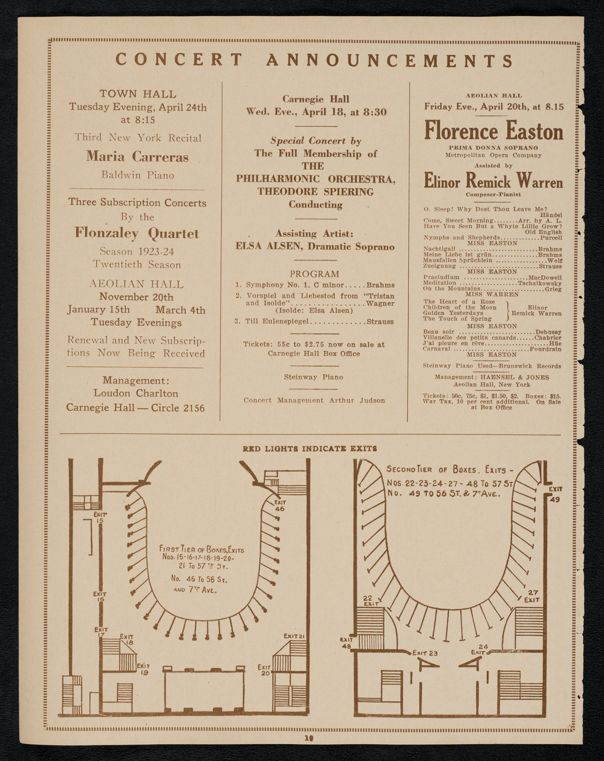 Philadelphia Orchestra, April 17, 1923, program page 10