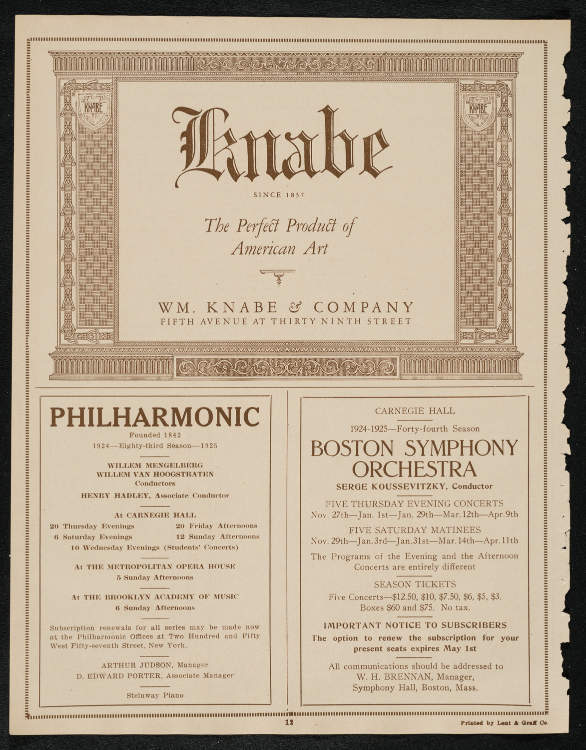 New York Philharmonic, April 17, 1924, program page 12