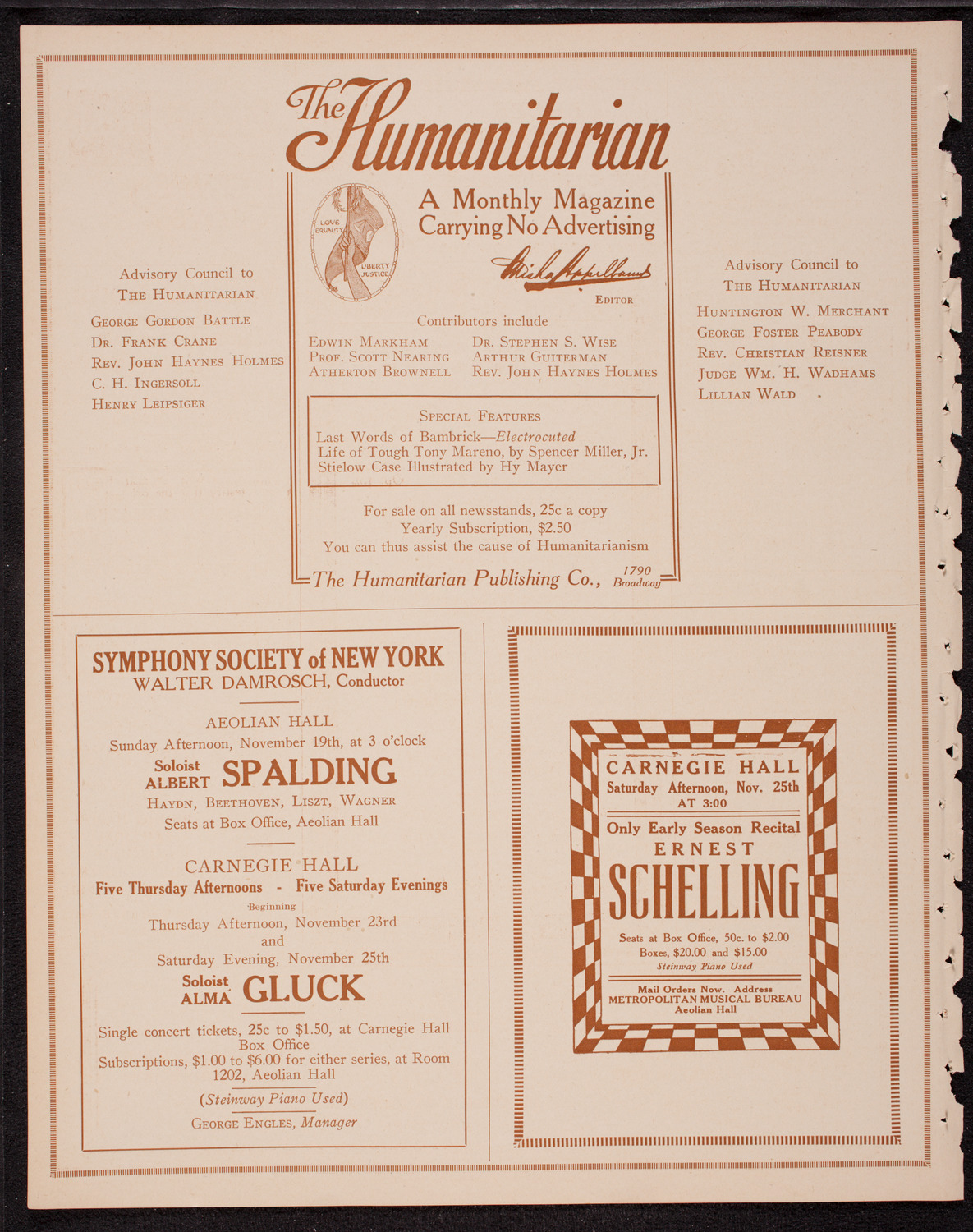 New York Philharmonic, November 17, 1916, program page 8