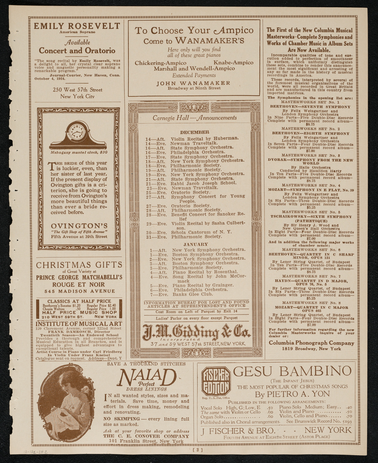 New York Fraihait Gesang Farein and Patterson Fraihait Gesang Farein, December 13, 1924, program page 3