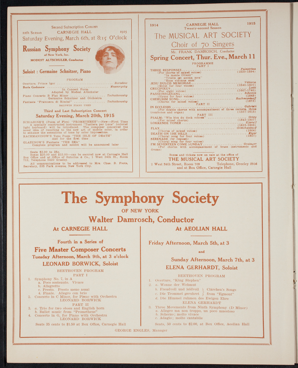 New York Philharmonic, March 4, 1915, program page 8
