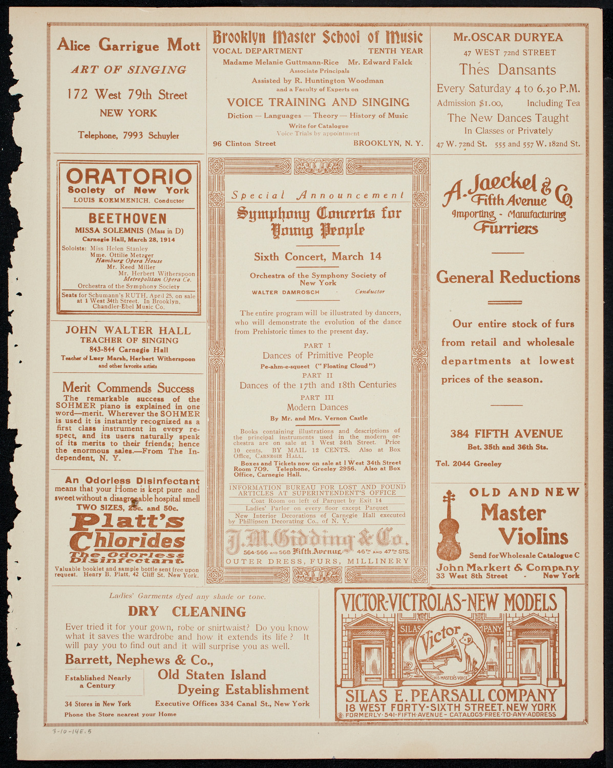 Musical Art Society of New York, March 10, 1914, program page 9