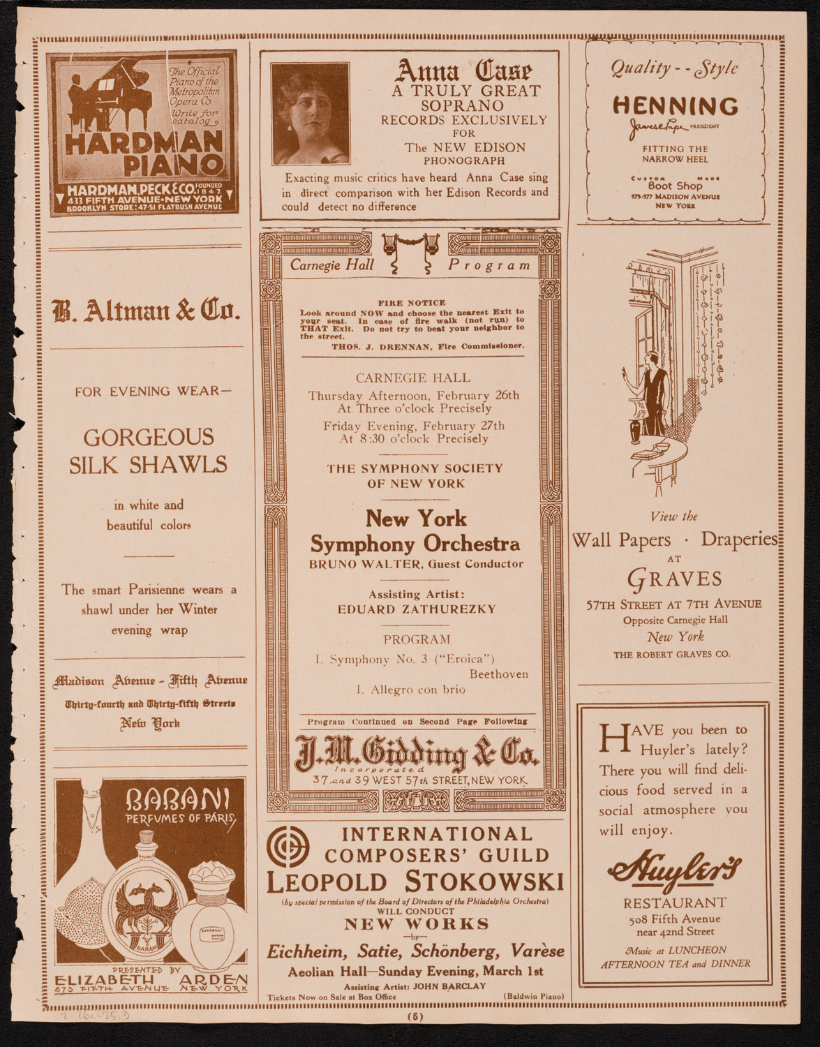 New York Symphony Orchestra, February 26, 1925, program page 5