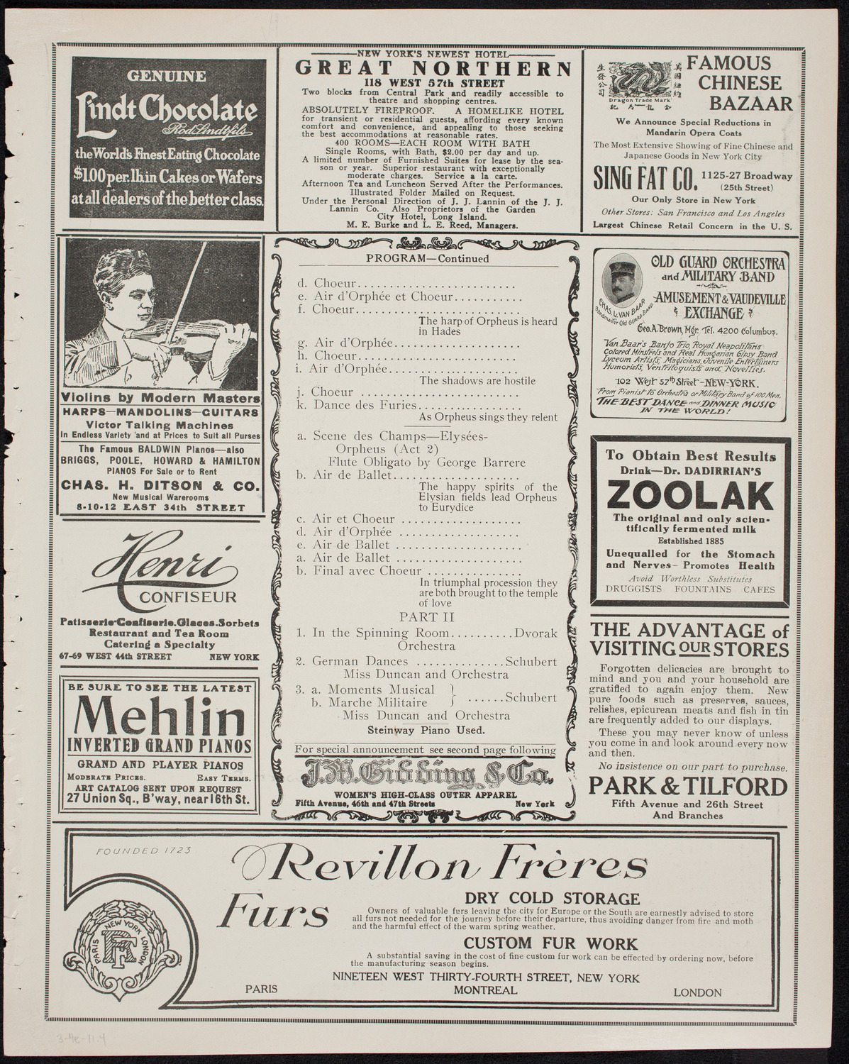 Isadora Duncan, Dancer, with the New York Symphony Orchestra, March 4, 1911, program page 7
