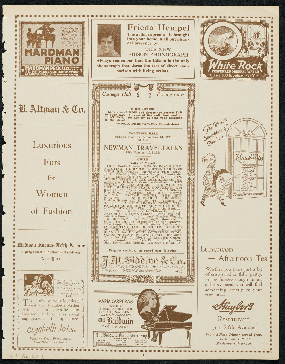 Newman Traveltalks: Chile, November 18, 1923, program page 5
