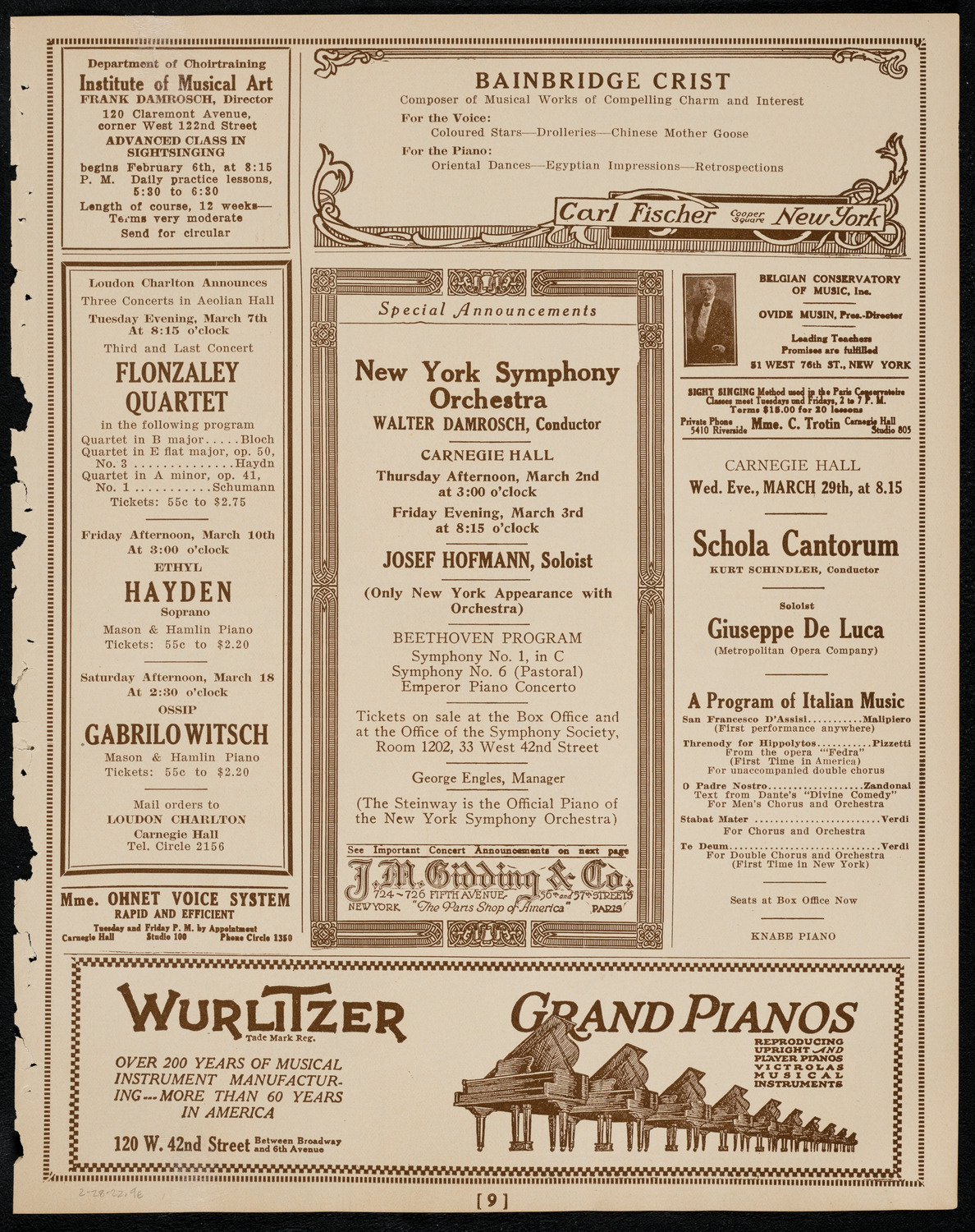 Philadelphia Orchestra, February 28, 1922, program page 9