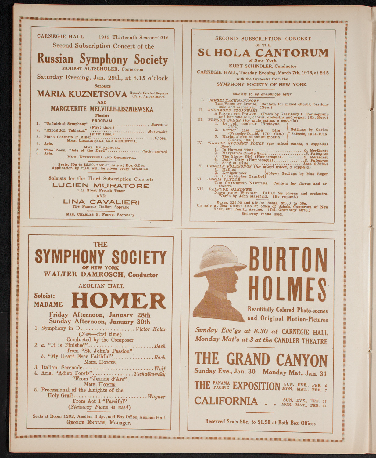 New York Philharmonic, January 27, 1916, program page 8