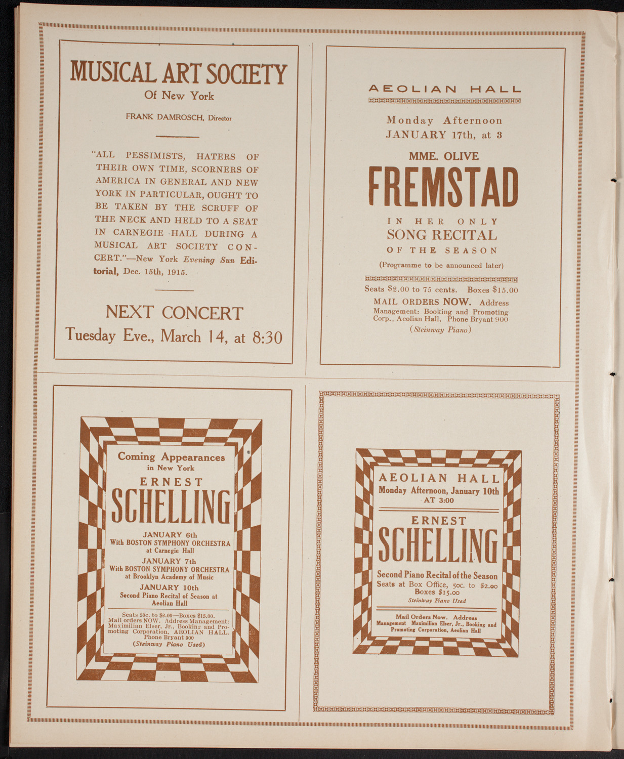 Boston Symphony Orchestra, January 6, 1916, program page 10