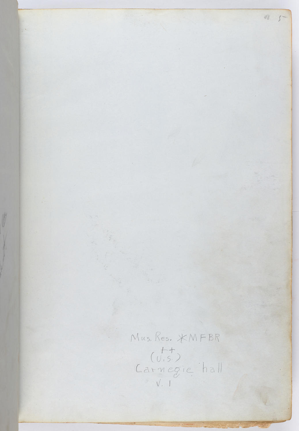Music Hall Accounting Ledger, volume 1, front endpaper 2
