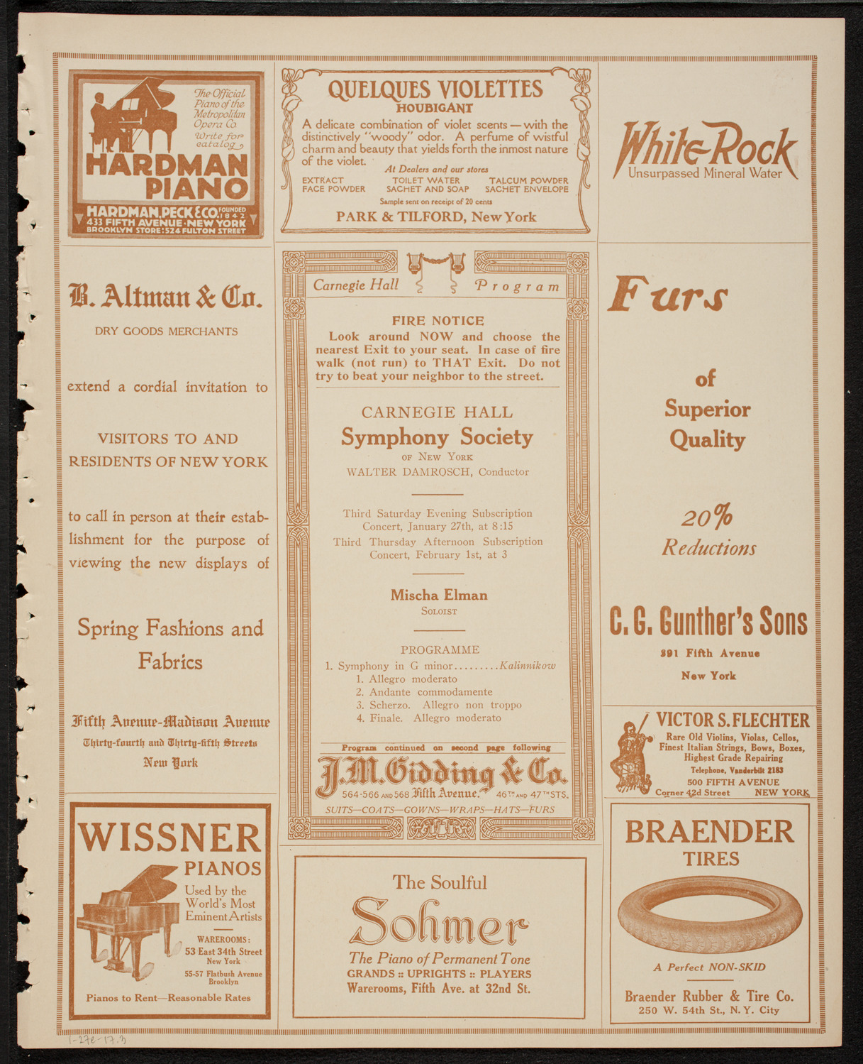 New York Symphony Orchestra, January 27, 1917, program page 5