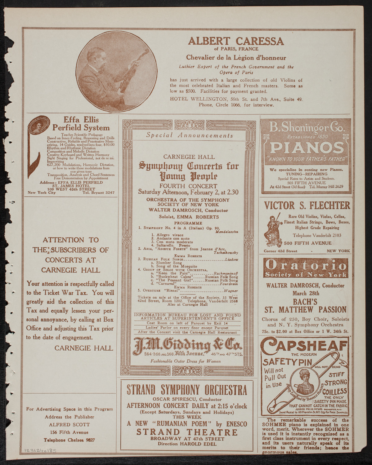 New York Philharmonic, January 24, 1918, program page 9