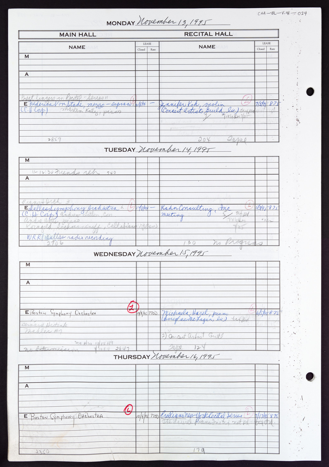 Carnegie Hall Booking Ledger, volume 41, page 24