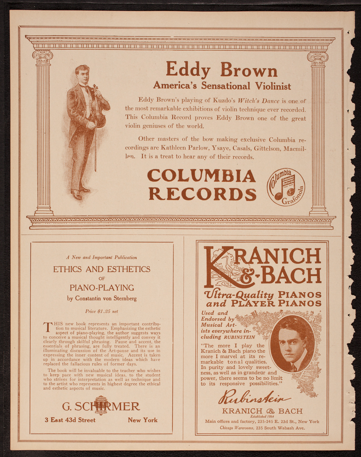 Eddy Brown, Violin, November 11, 1917, program page 6