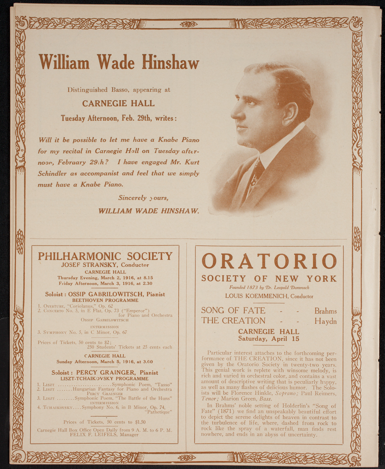 New York Philharmonic, February 27, 1916, program page 12