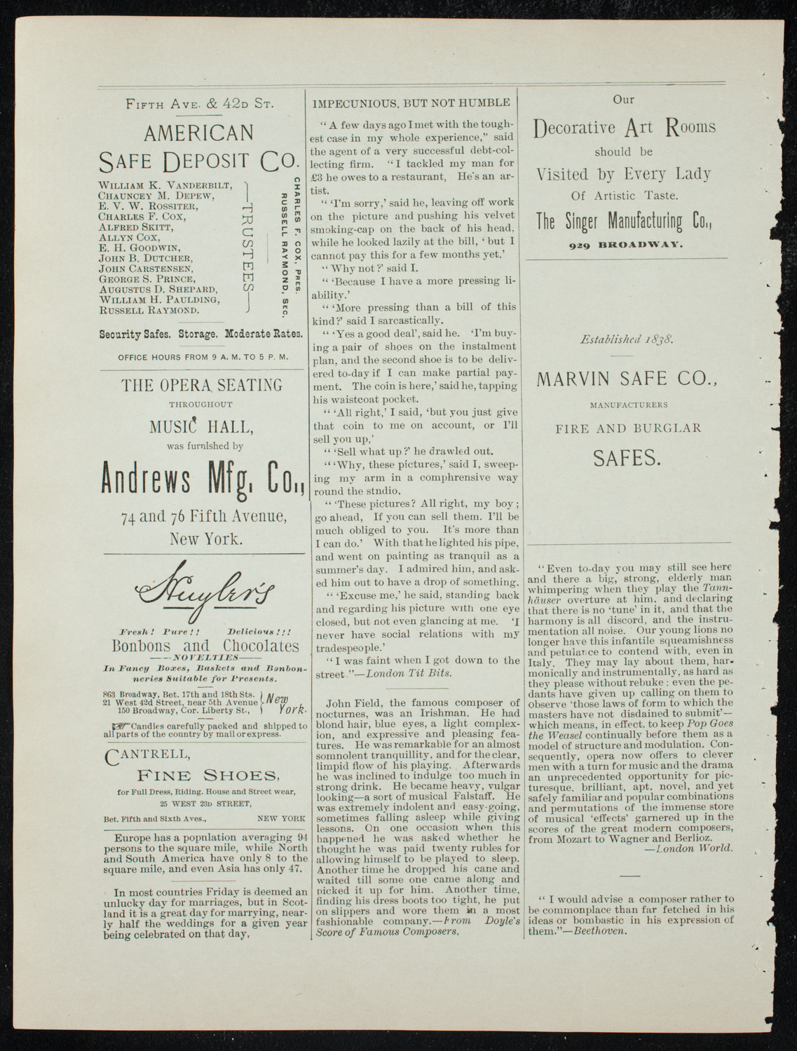 Deutscher Liederkranz, November 29, 1891, program page 4
