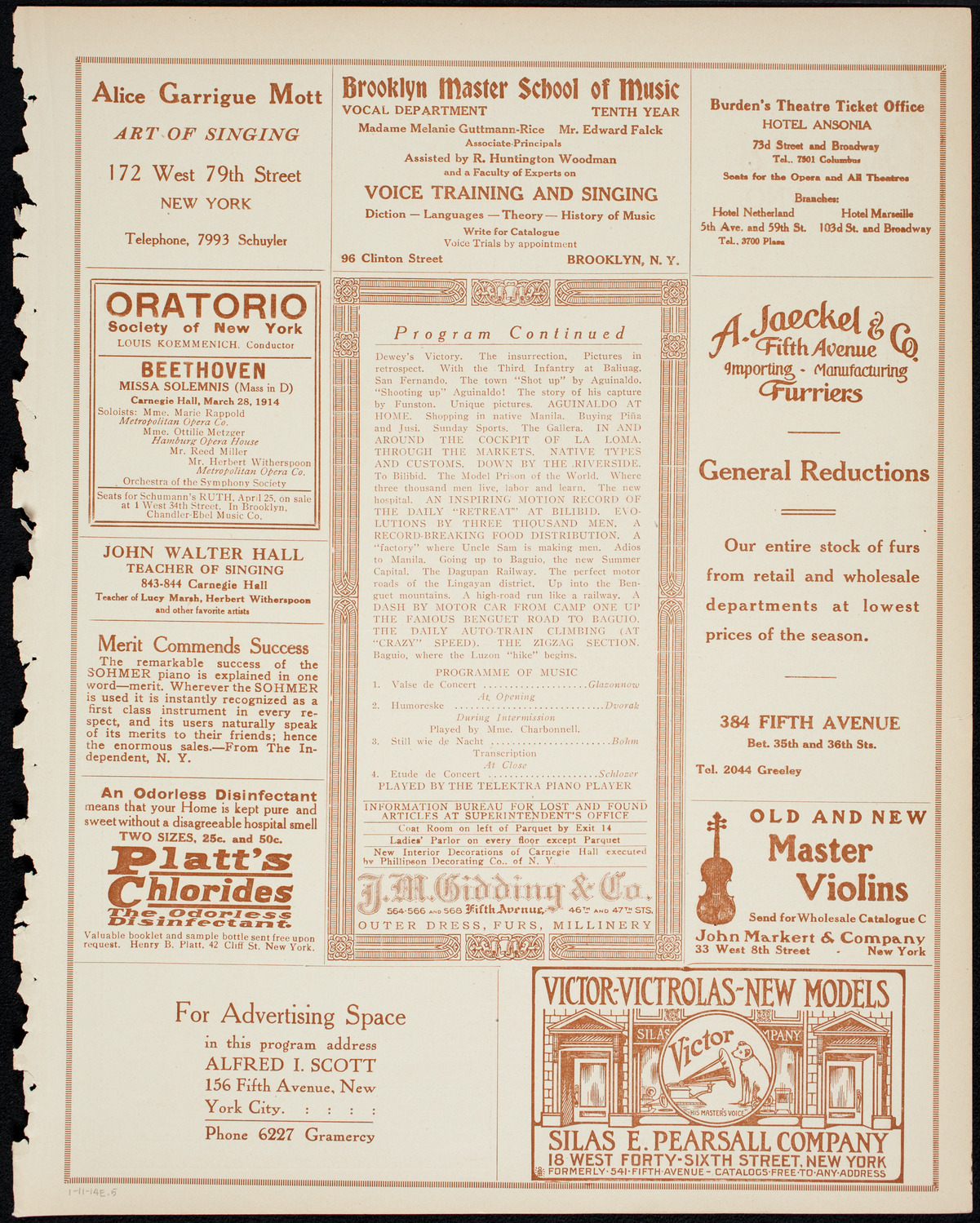 Burton Holmes Travelogue: The New Manila, January 11, 1914, program page 9