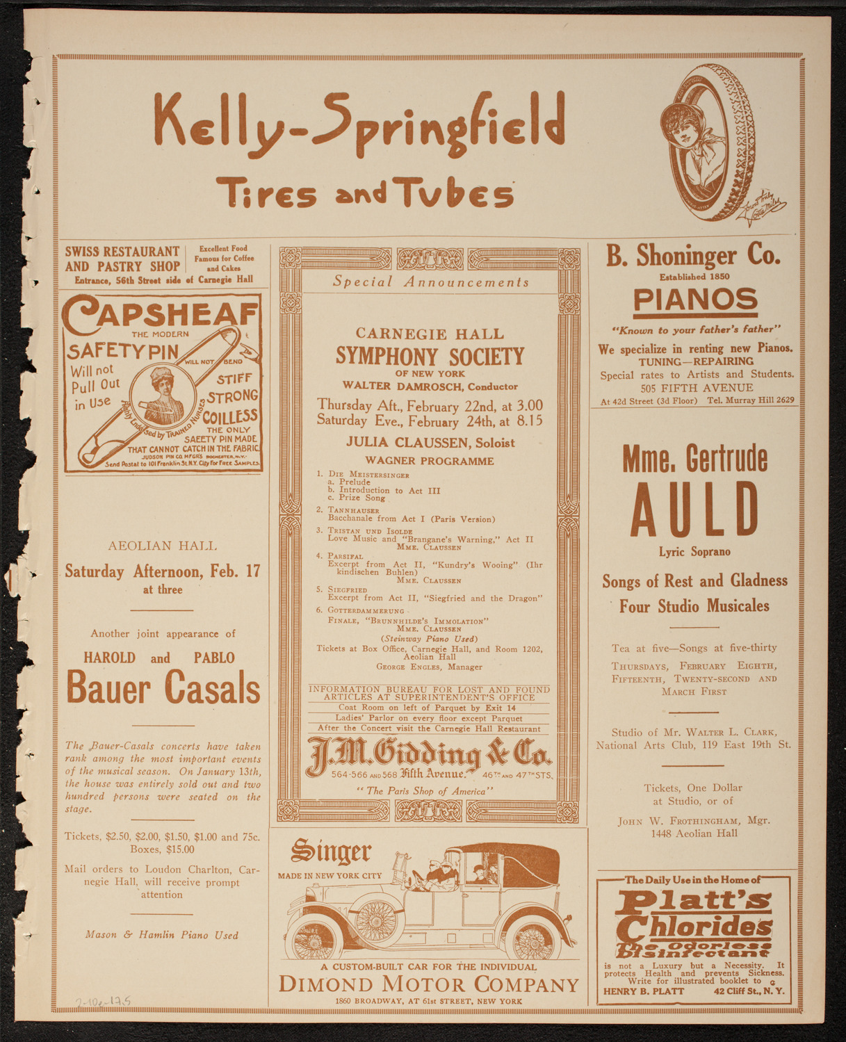 New York Philharmonic, February 10, 1917, program page 9