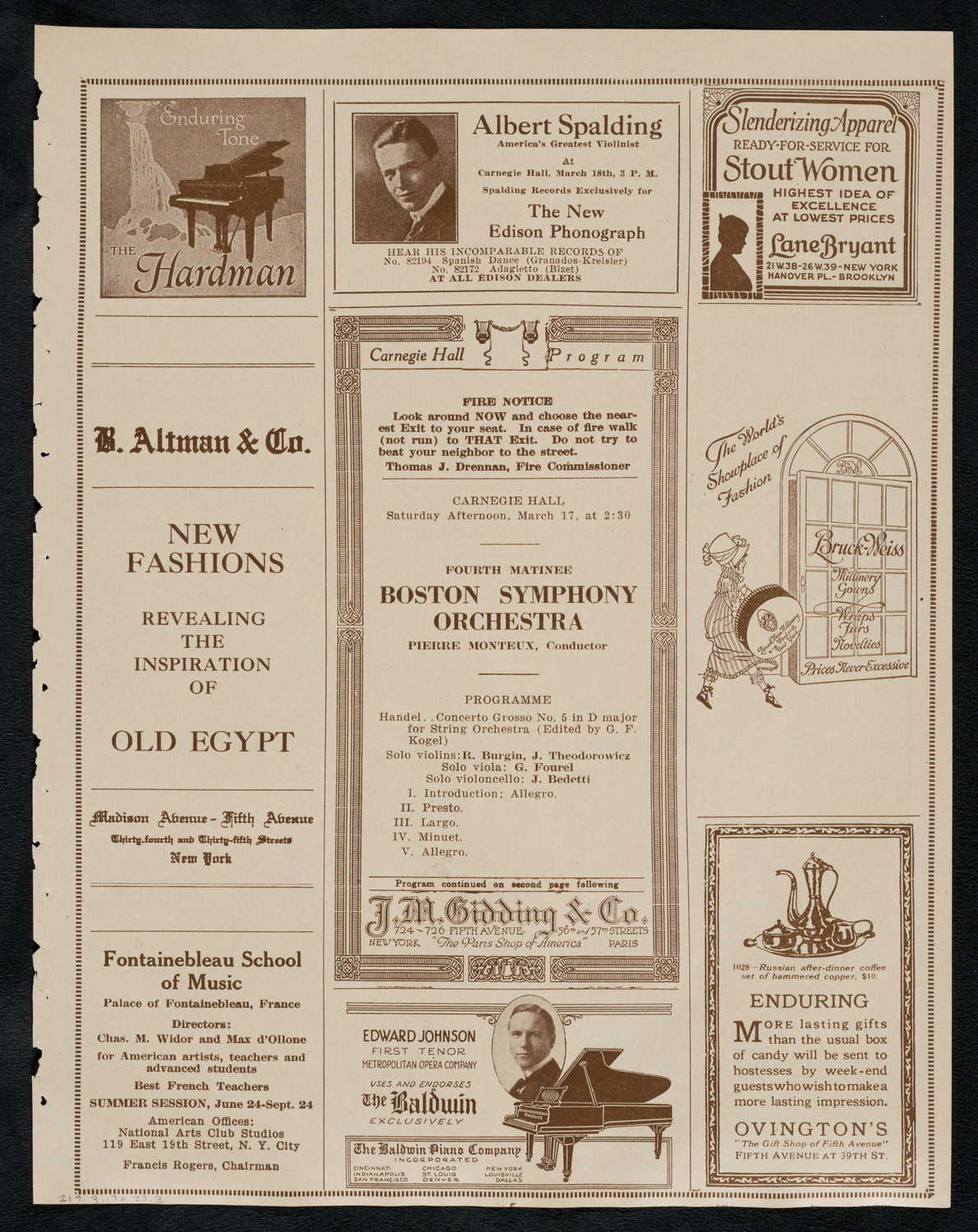 Boston Symphony Orchestra, March 17, 1923, program page 5