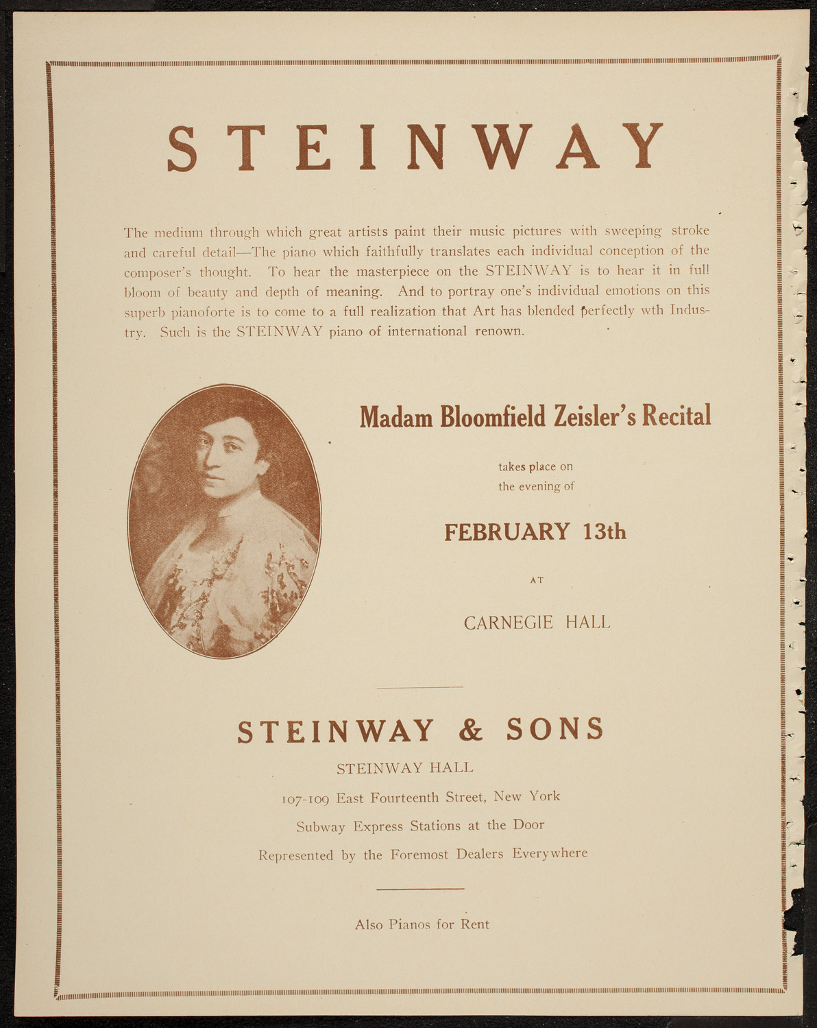 Josef Hofmann, Piano, February 8, 1920, program page 4