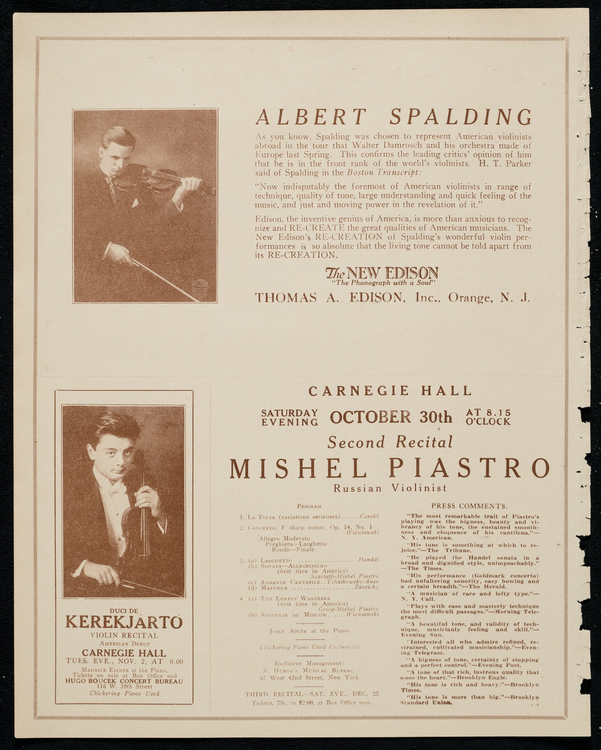 Philadelphia Orchestra, October 26, 1920, program page 2