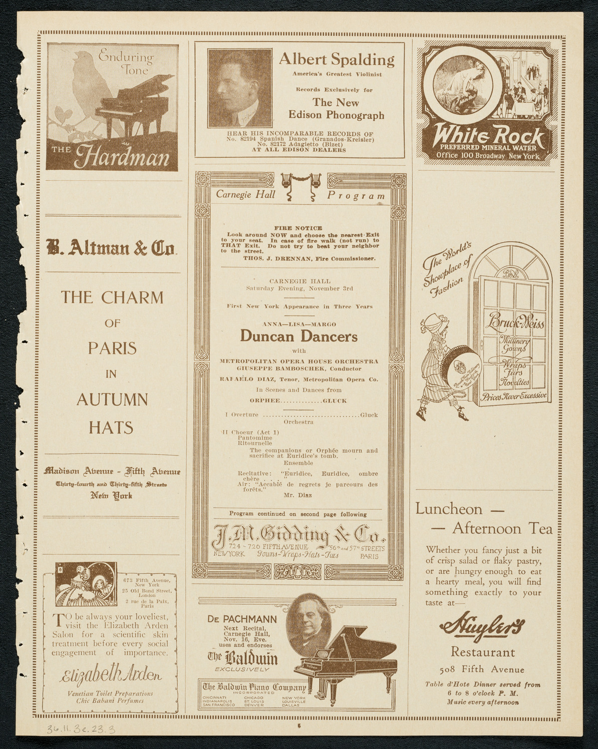 Duncan Dancers, November 3, 1923, program page 5