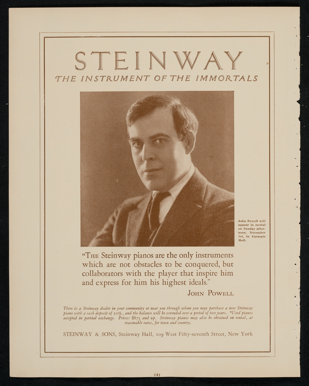 Philadelphia Orchestra, October 20, 1925, program page 4