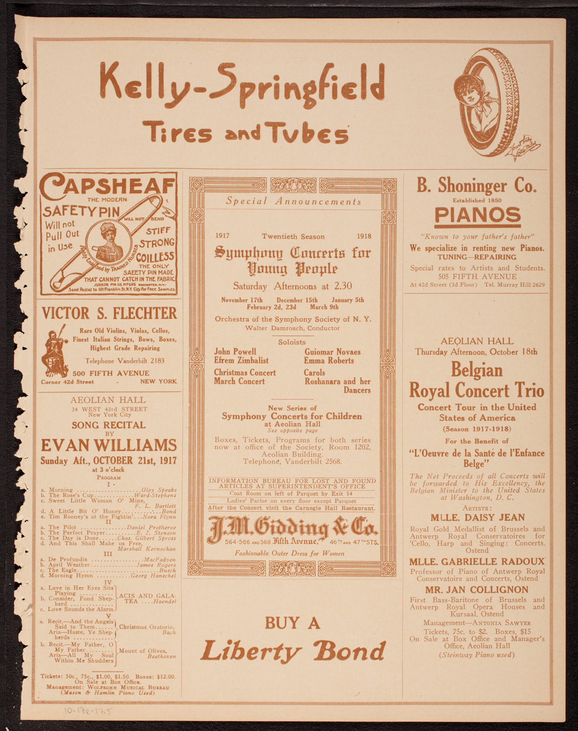 Woman's War Service Concert, October 17, 1917, program page 9