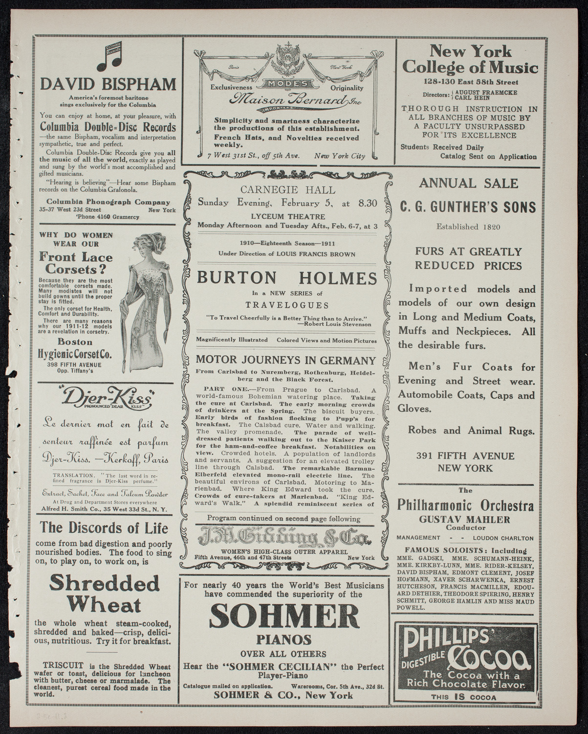 Burton Holmes Travelogue: Motor Journeys in Germany, February 5, 1911, program page 5