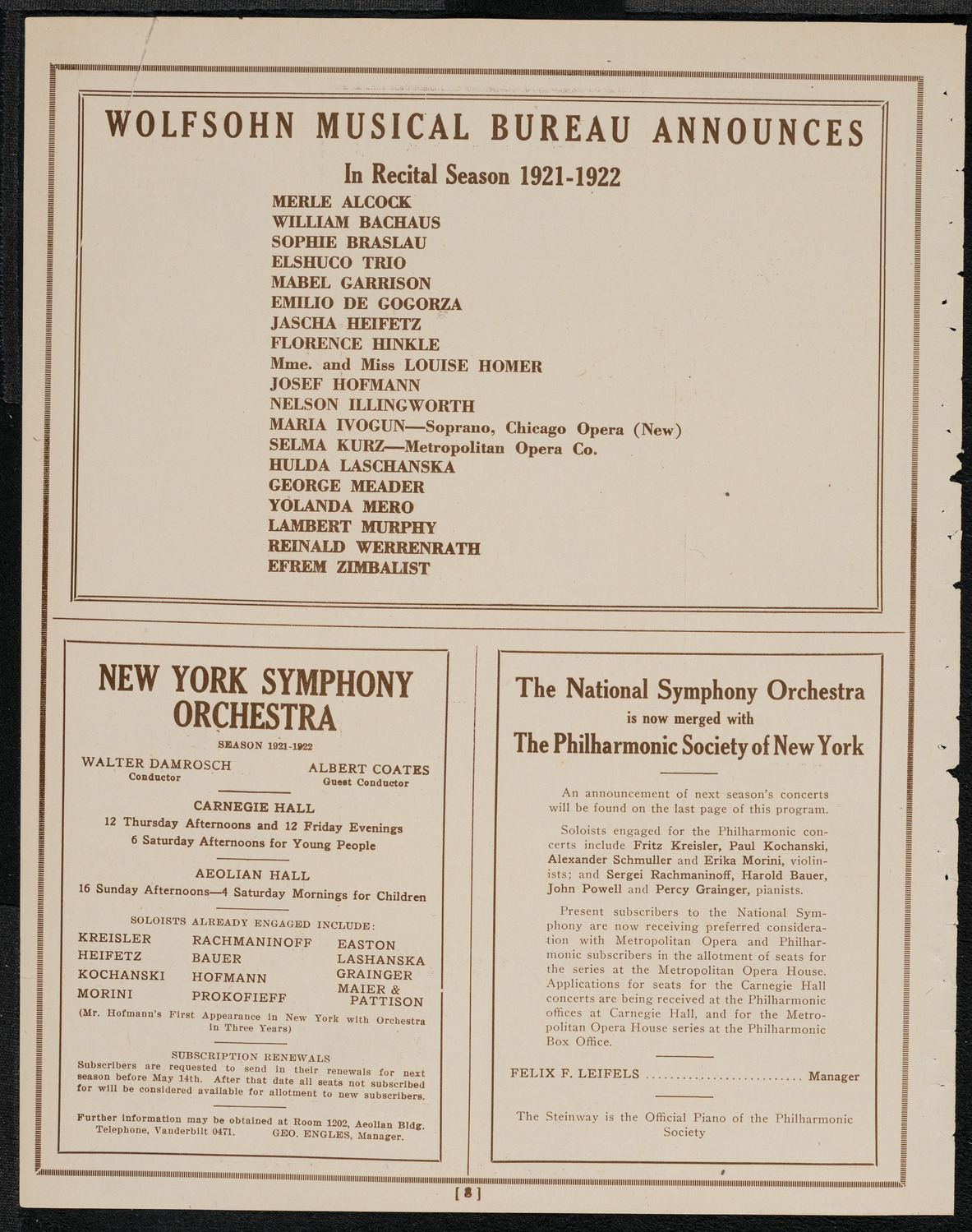 Celebration by American University Women to Honor and Welcome Marie Curie, May 18, 1921, program page 8