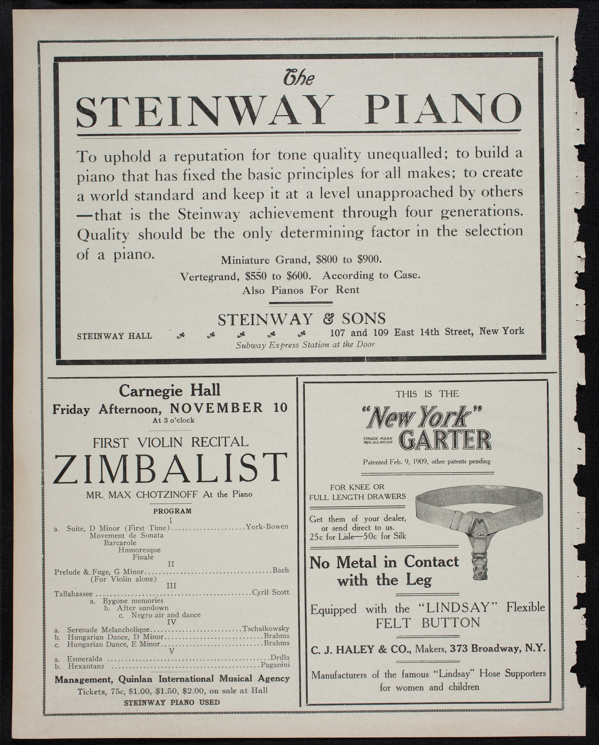 New York Philharmonic, November 5, 1911, program page 4