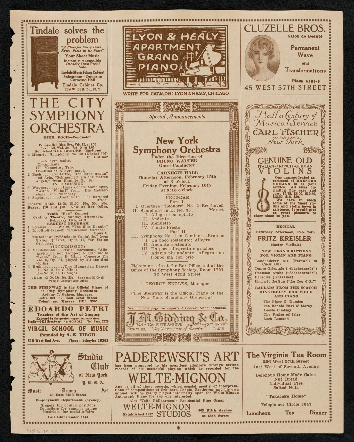 New York Symphony Orchestra, February 9, 1923, program page 9