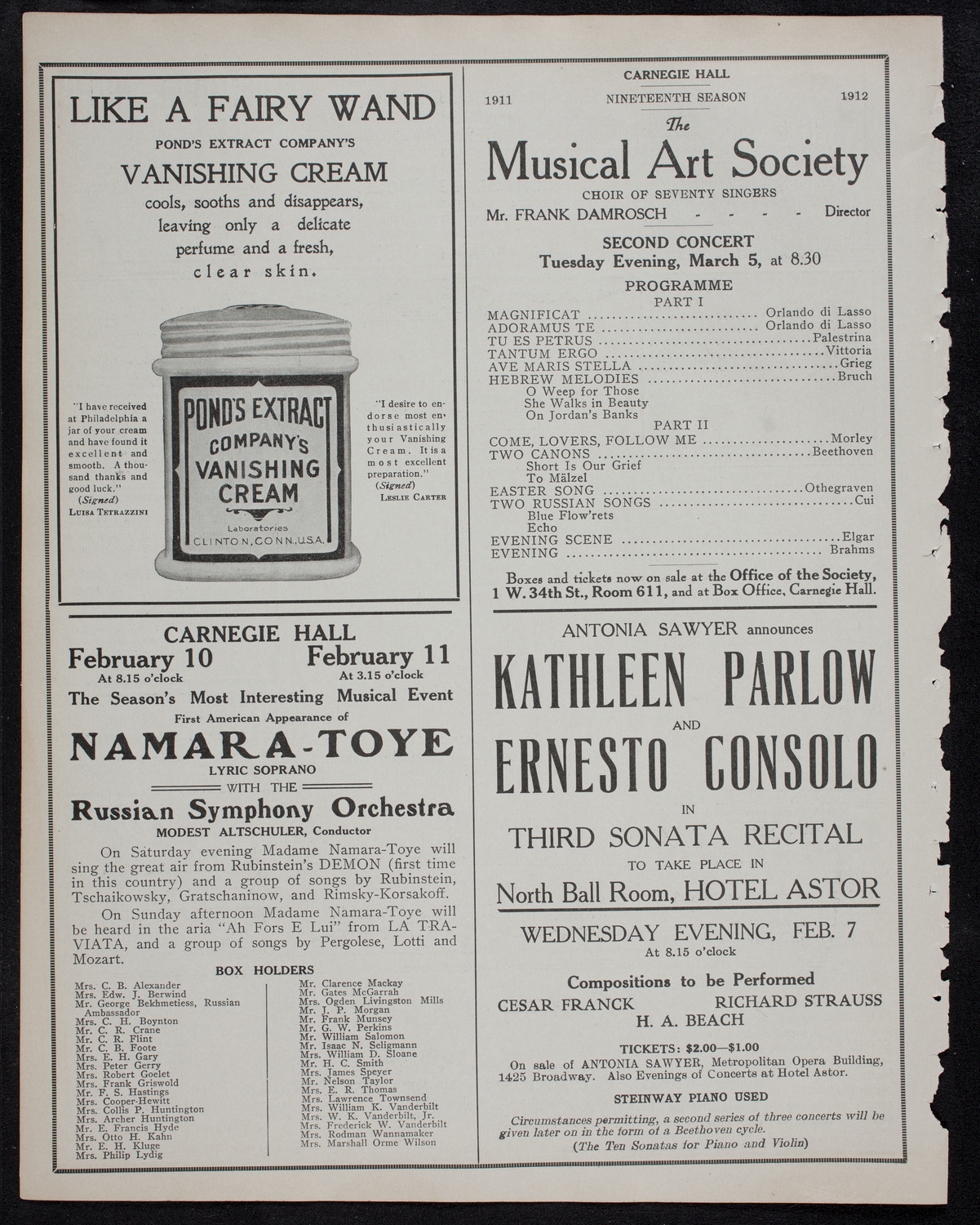 Elena Gerhardt, Soprano, February 7, 1912, program page 8