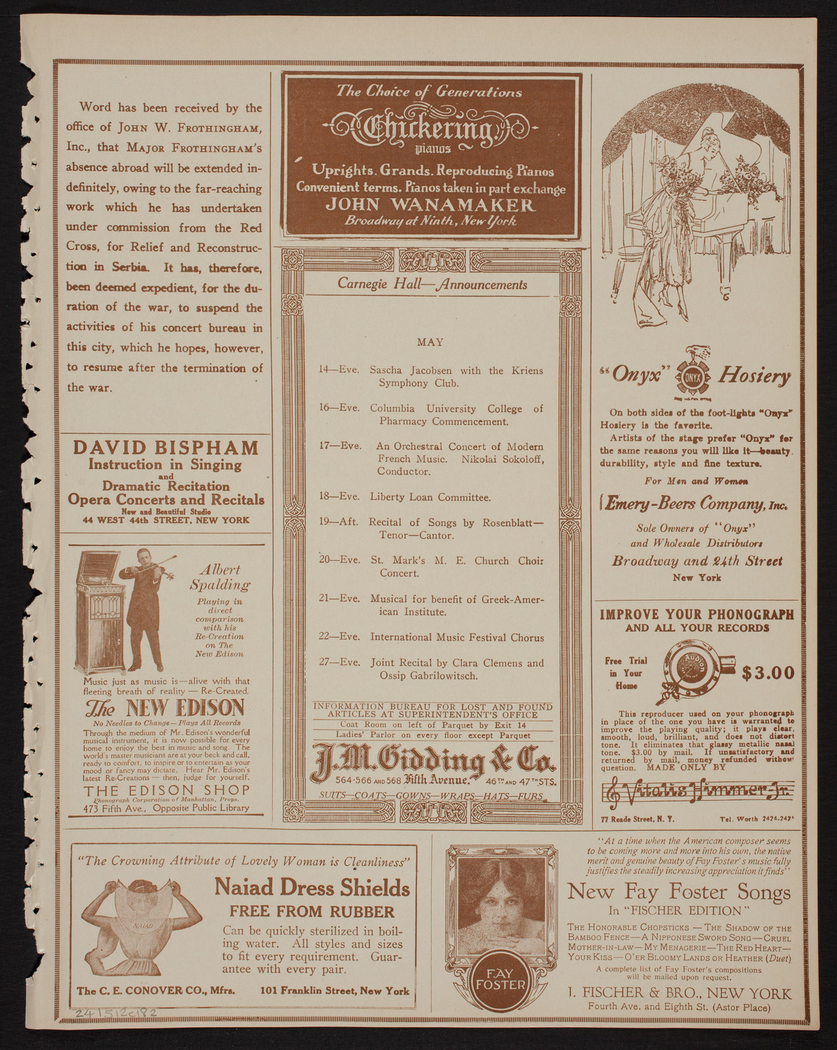 Swedish Singing Society Lyran, May 12, 1918, program page 3