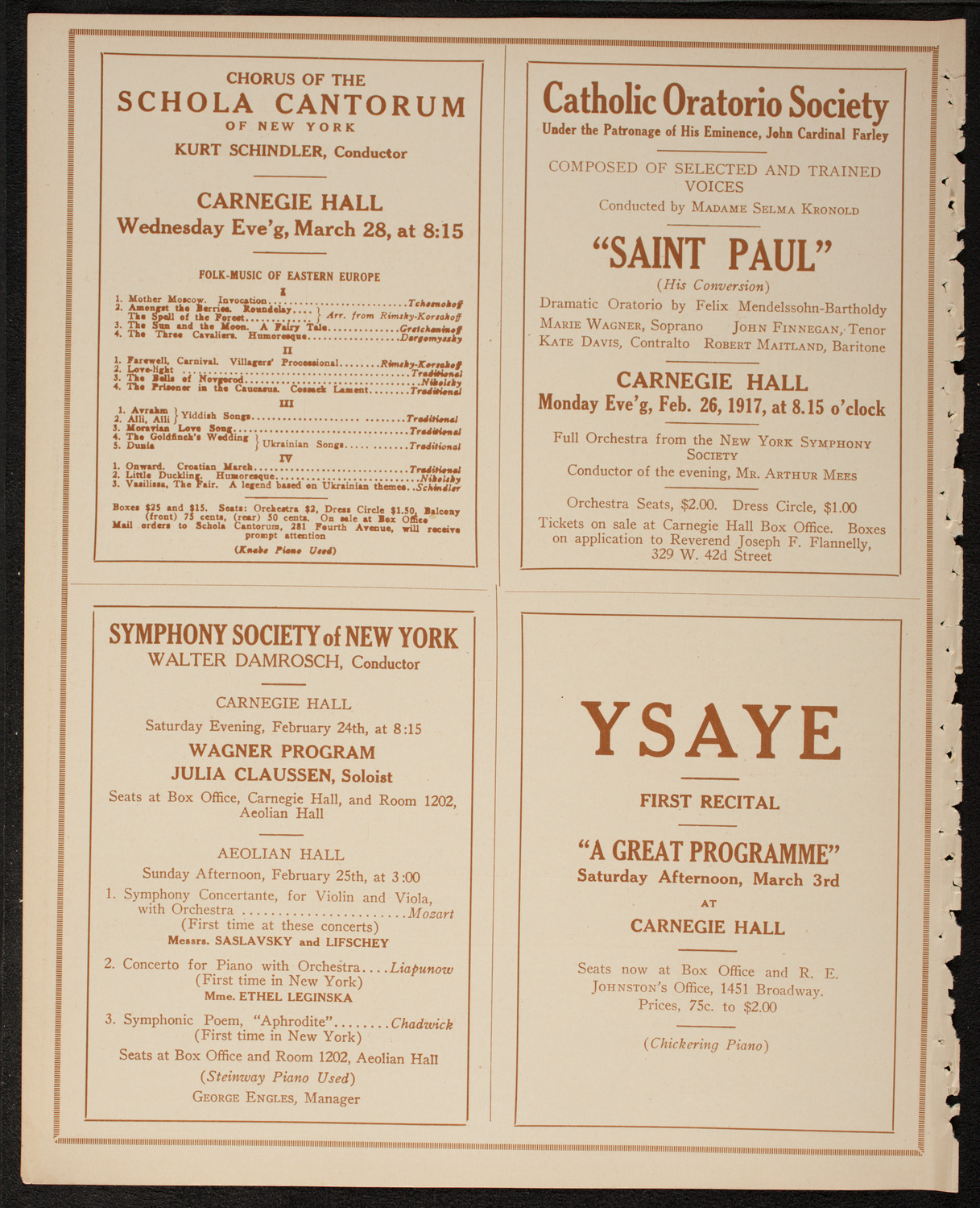 New York Philharmonic, February 23, 1917, program page 8