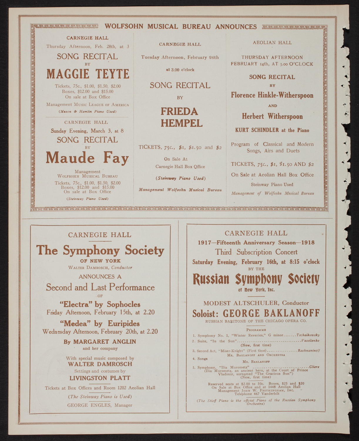 Paulist Choristers, February 11, 1918, program page 8
