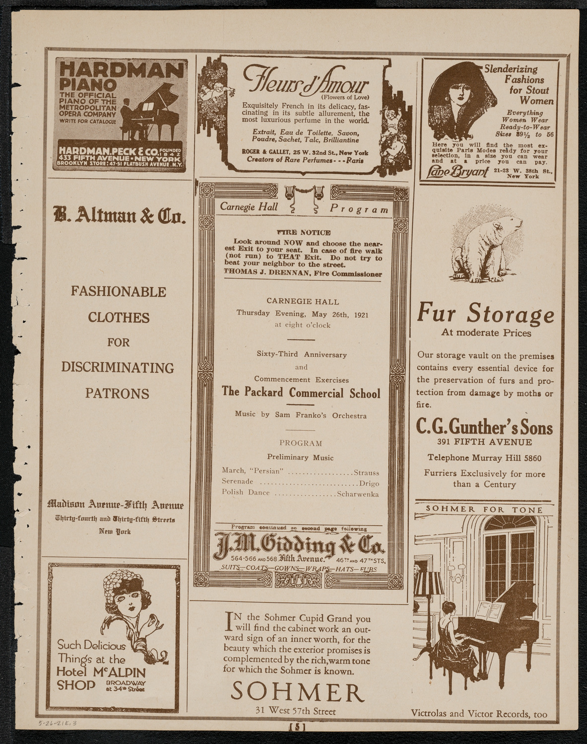 Graduation: Packard Commercial School, May 26, 1921, program page 5