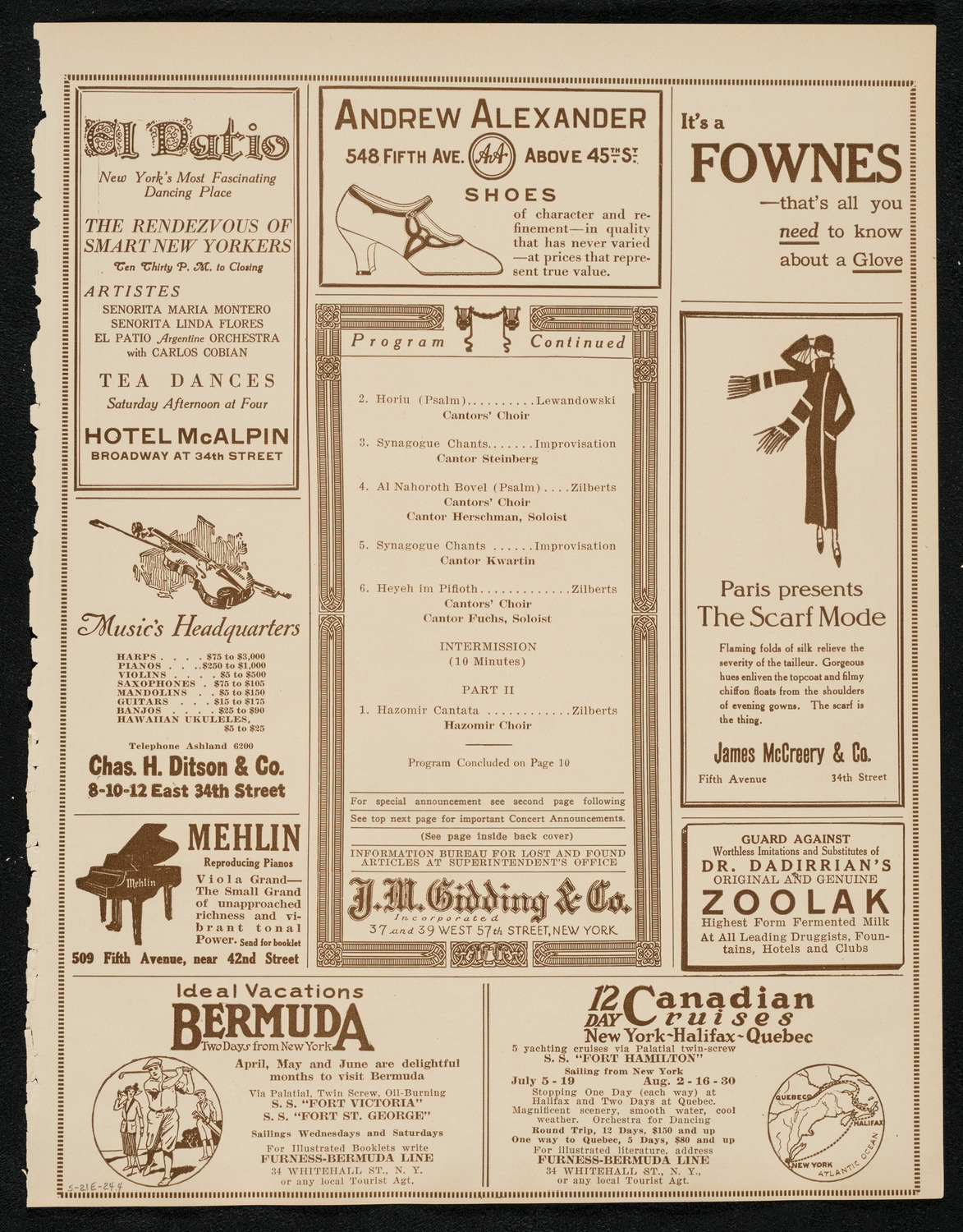 Testimonial Concert in Honor of Don Fuchs, May 21, 1924, program page 7