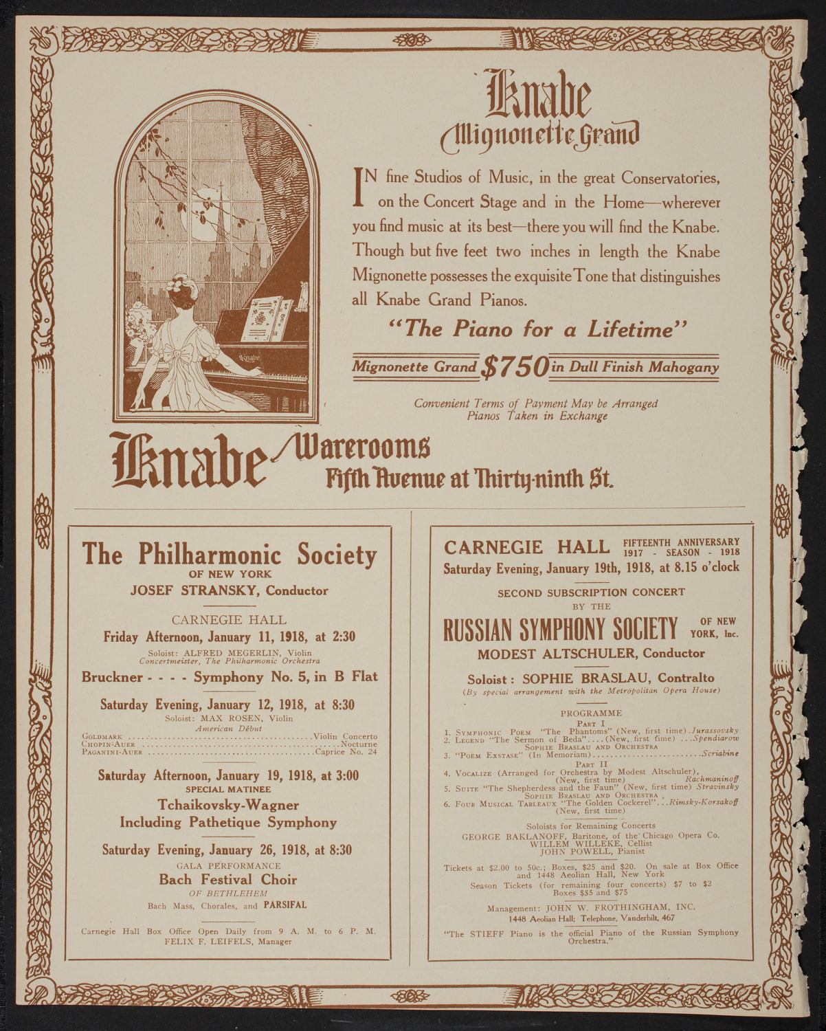 Home Symphony Concert: New York Philharmonic, January 9, 1918, program page 12