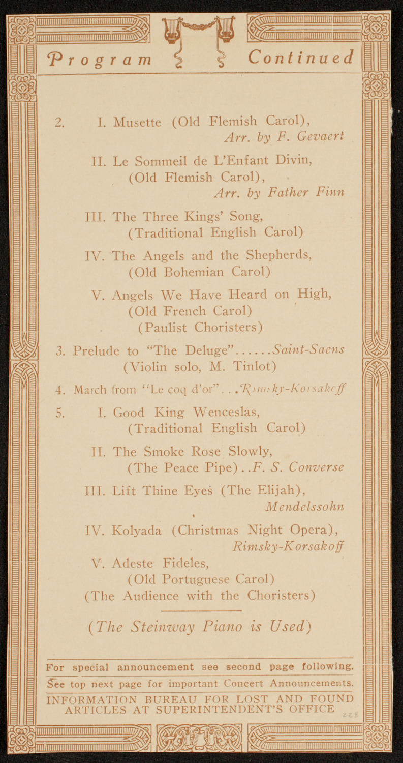 Symphony Concert for Young People, December 14, 1918, program page 3