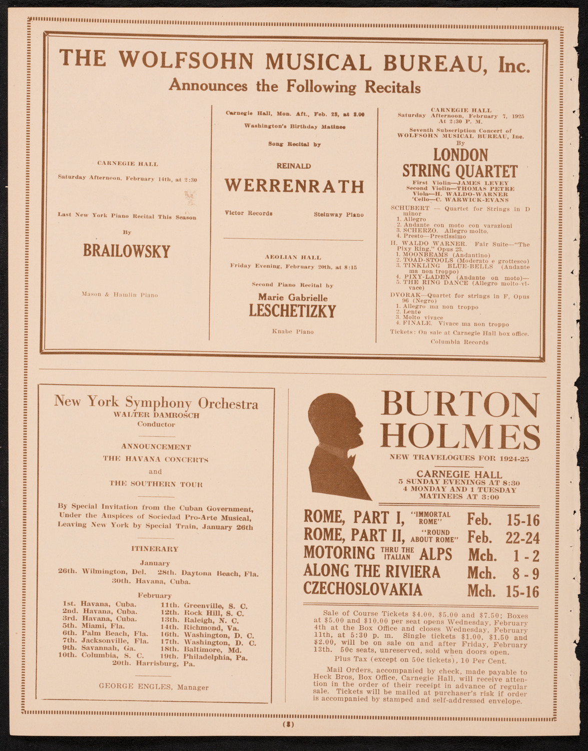 Max Rosen, Violin, February 3, 1925, program page 6