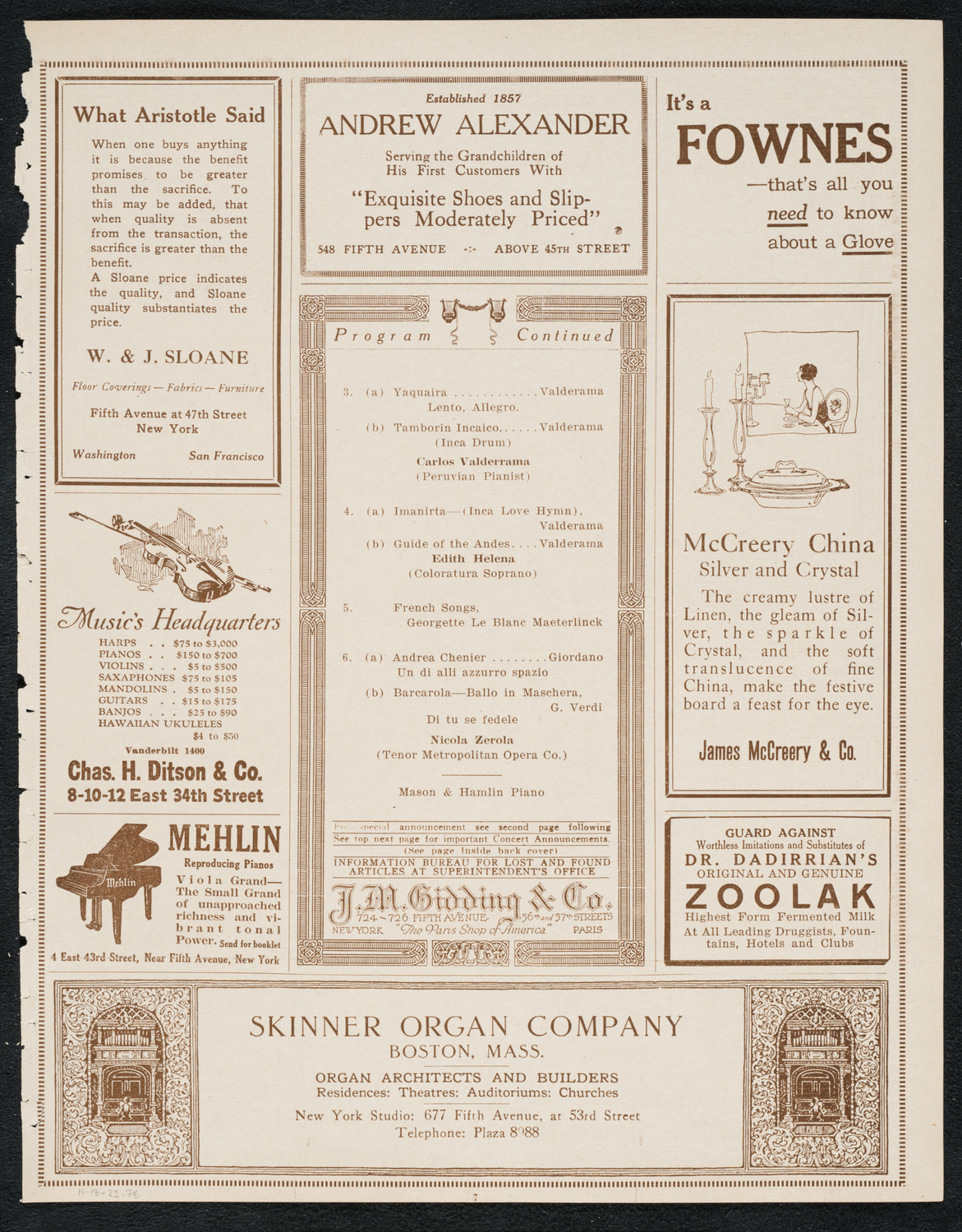 Benefit Concert for Mrs. Oscar Hammerstein, November 13, 1922, program page 7