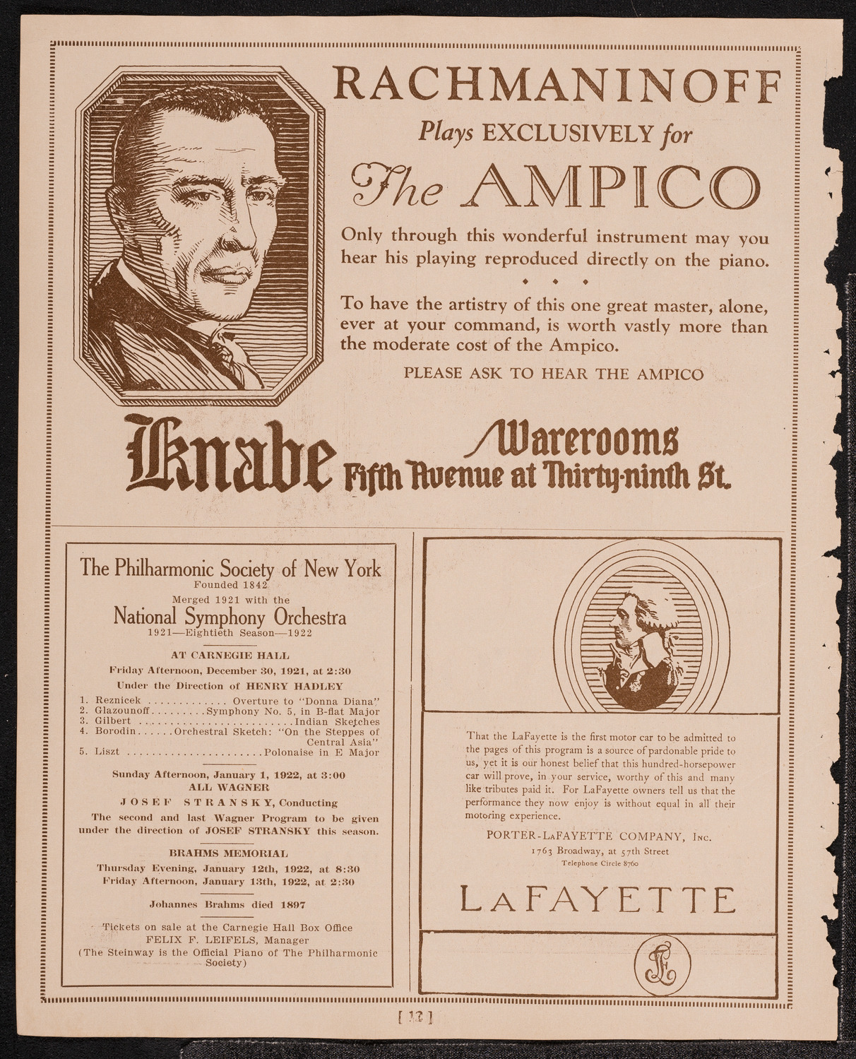 Chanuka Concert by Cantor Josef Rosenblatt, December 25, 1921, program page 12