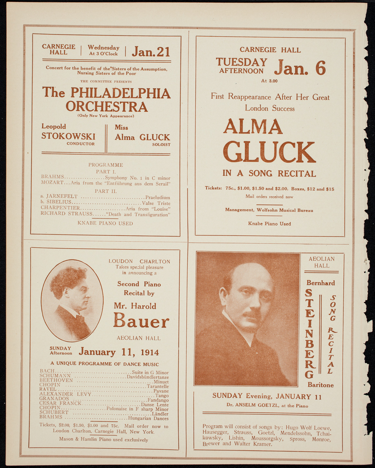 Julia Culp, Contralto, January 5, 1914, program page 10