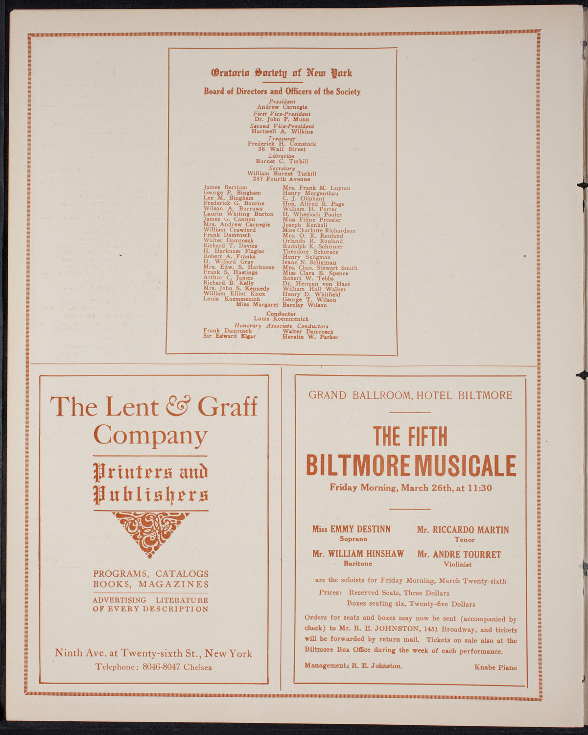 Catholic Oratorio Society, March 26, 1915, program page 10