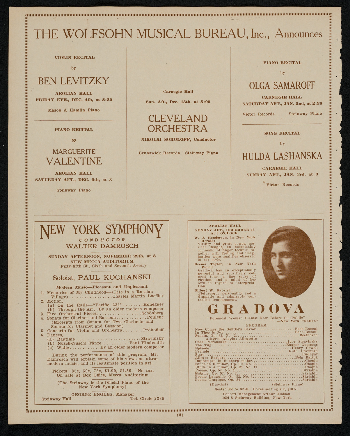 Boston Symphony Orchestra, November 26, 1925, program page 8