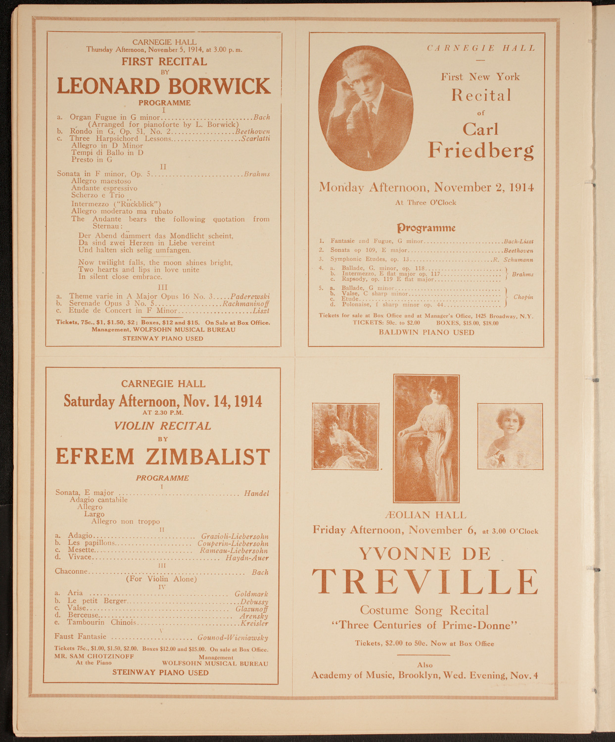 Albert Spalding, Violin, October 29, 1914, program page 10