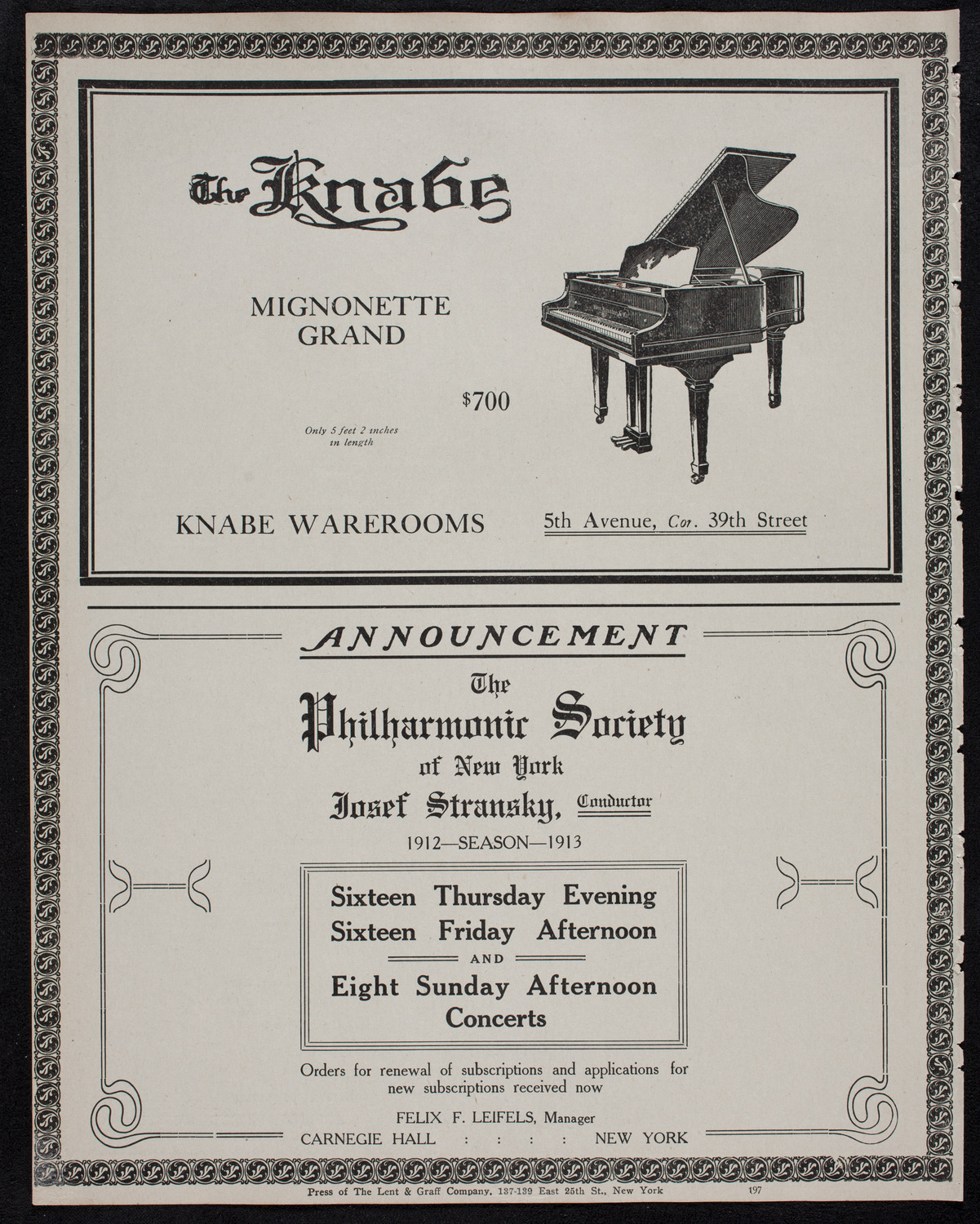 London Symphony Orchestra, April 29, 1912, program page 12