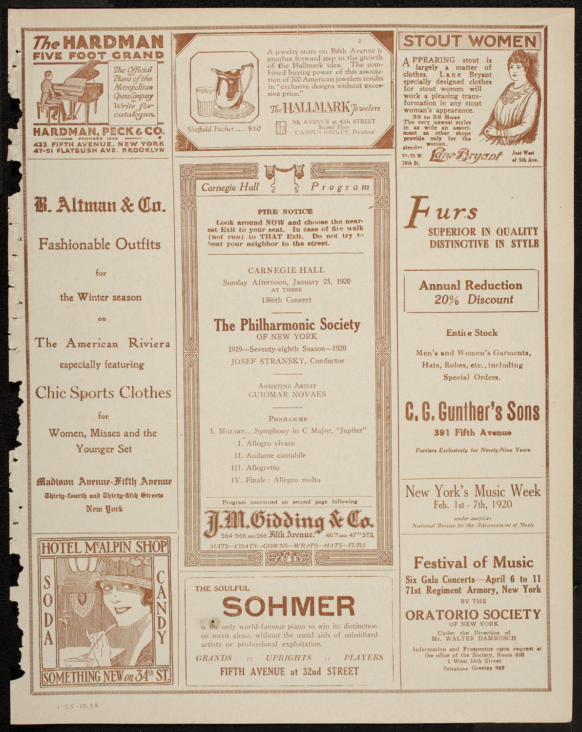 New York Philharmonic, January 25, 1920, program page 5