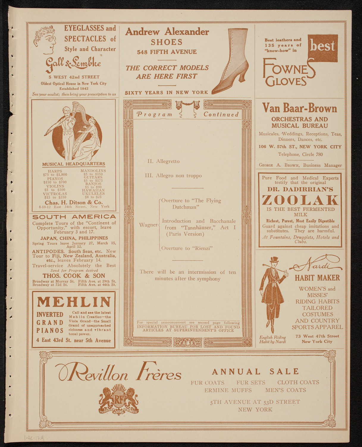 Boston Symphony Orchestra, January 4, 1917, program page 7